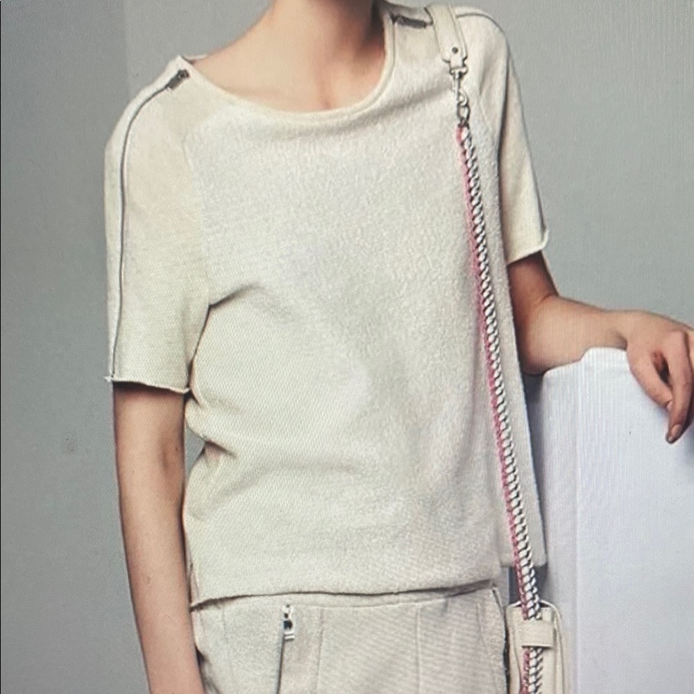 Cream Colored Maje Zipper Top